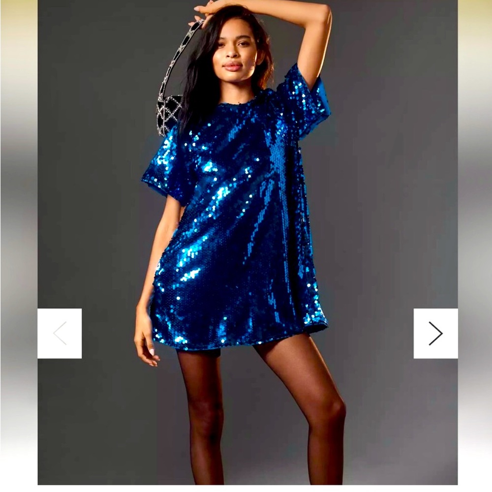 From Anthropologie - Gorgeous party dress!  Blue sequins. Size M